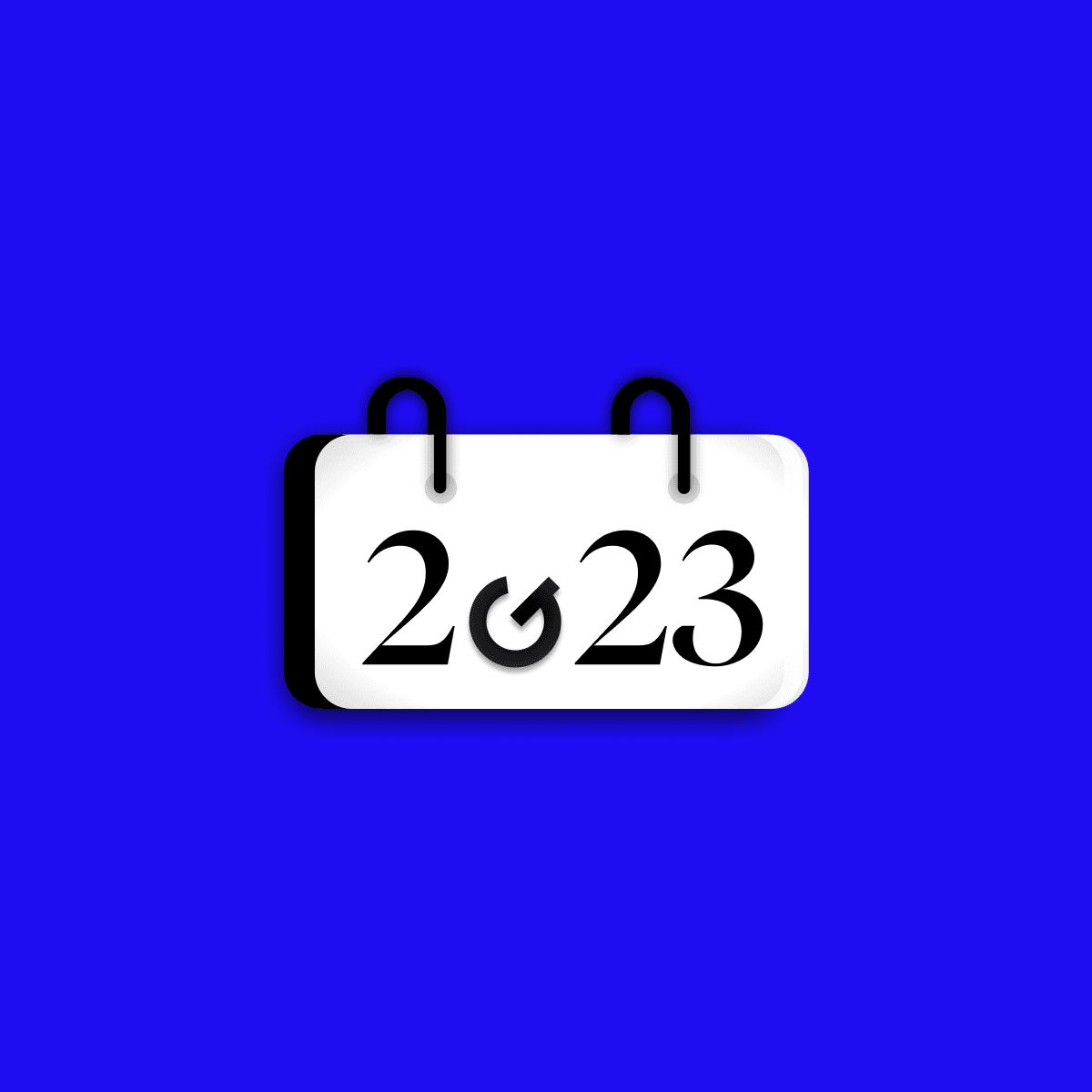 Ikona kalendára zobrazujúca rok 2023 s logom GoodRequest namiesto nuly.